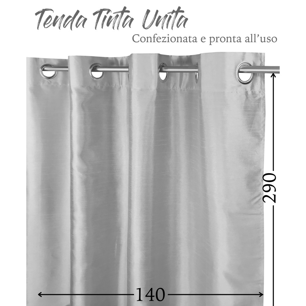 TENDA SHAY in tinta unita GRIGIO PERLA cm. 140X290 CONFEZIONATA
