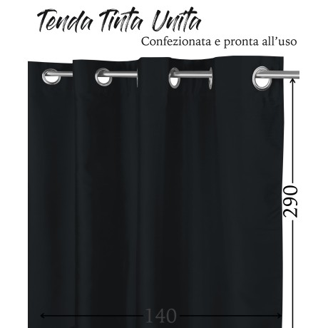SOLID COLOR BLACK CURTAIN CM.140X290 PACKAGED