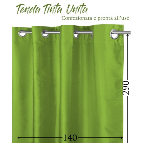 SOLID GREEN CURTAIN CM.140X290 PACKAGED