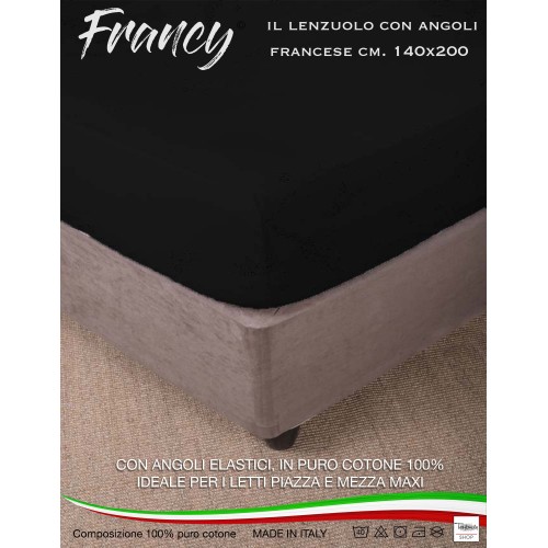 FITTED SHEET FRANCY BLACK FRENCH 1 AND A HALF LARGE MAXI