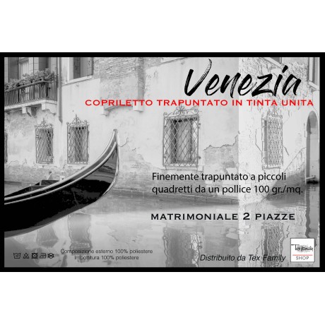 GESTEPPTE TAGESDECKE UNI VENICE DOPPELBETT 2 QUADRATE