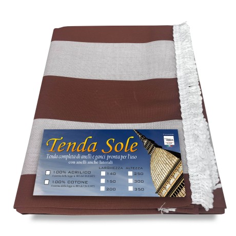 TOLDO DE EXTERIOR JARDÍN BALCÓN MARRÓN RAYA UNIFORME EMPAQUETADO