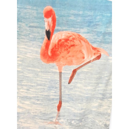 TOALLA DE PLAYA FOTOGRÁFICA EN RIZO TAMAÑO GRANDE CM.80x180 FLAMINGO AL MARE