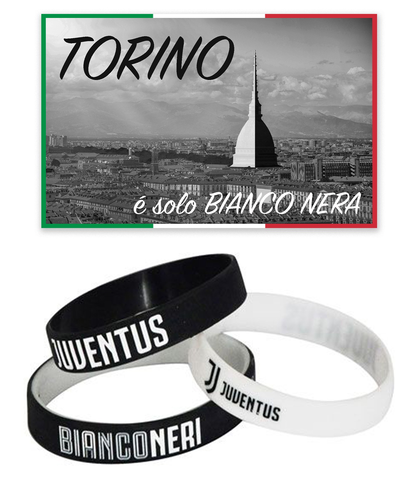 Set tre braccialetti originali Juventus in morbido silicone
